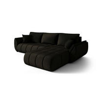 ECKSOFA SYDNEY PREMIUM rechts graphit Velours Monolith 95 - Schlaffunktion, Bettkasten - Anthrazit, Textil (280/185cm) - Cornero