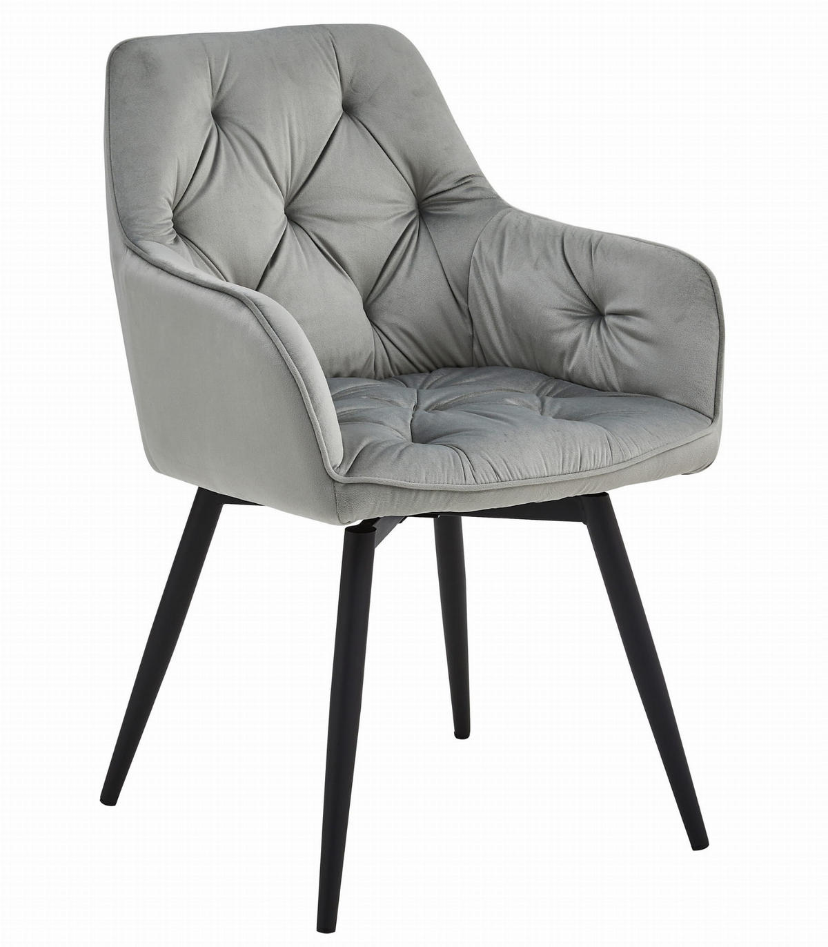 ESSZIMMERSTUHL LUKK360 silbergrauer Sitz, schwarze Beine - Silberfarben/Schwarz, Textil (56/84/61cm) - Valora