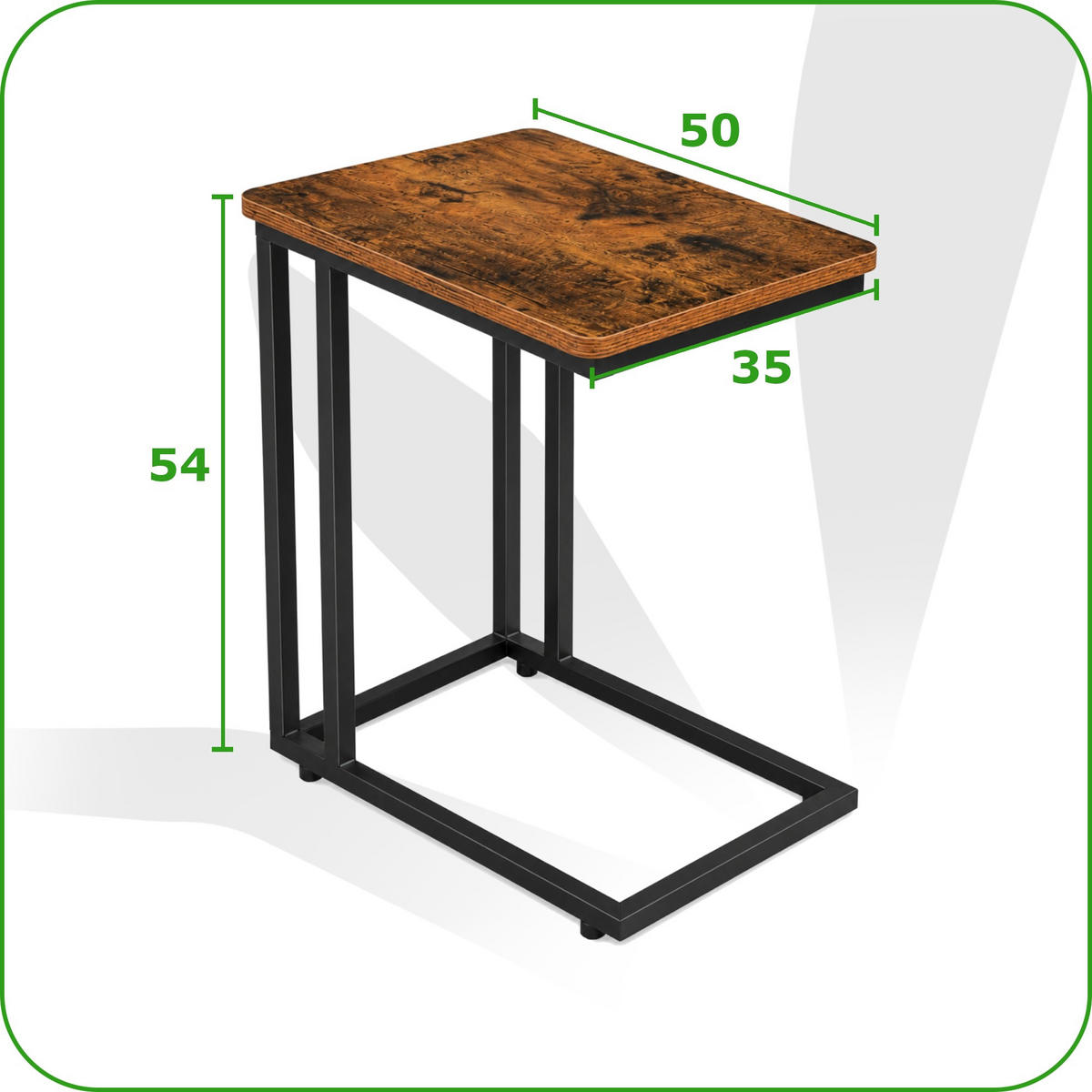BEISTELLTISCH Metall Holzoptik Schwarz Dunkelbraun mit Rollen oder Standfüßen – 50x35x54 cm - Schwarz/Braun, Holzwerkstoff/Metall (50/35/54cm) - Begryf