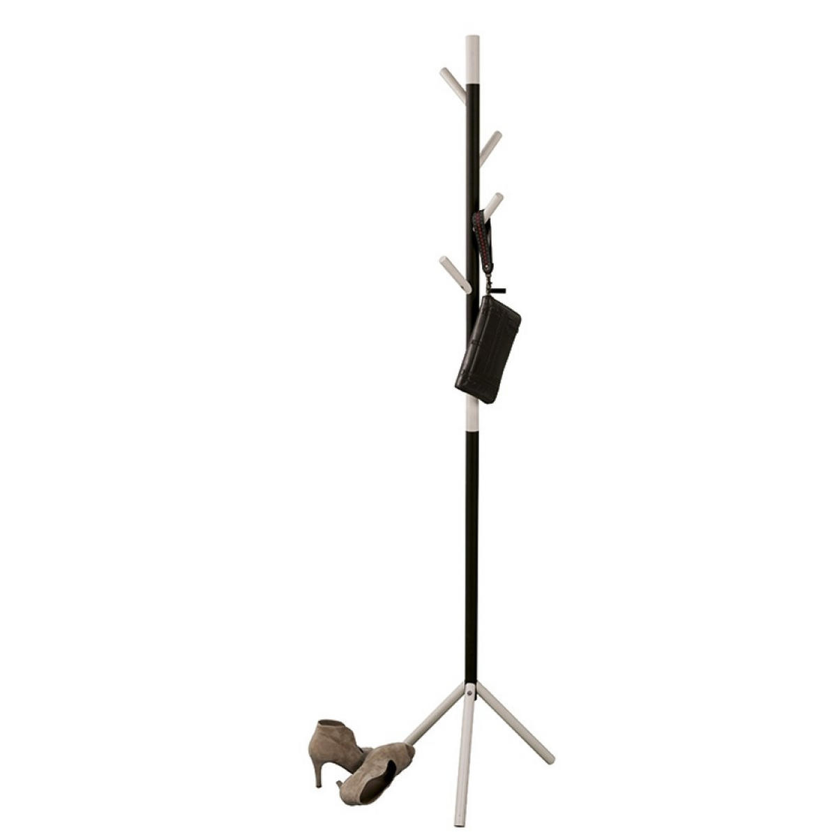 GARDEROBE Mit 4 Aluminiumhaken Höhe 180 cm Schwarz & Haken Weiß - Schwarz, Metall (48/180/48cm) - PROREGAL