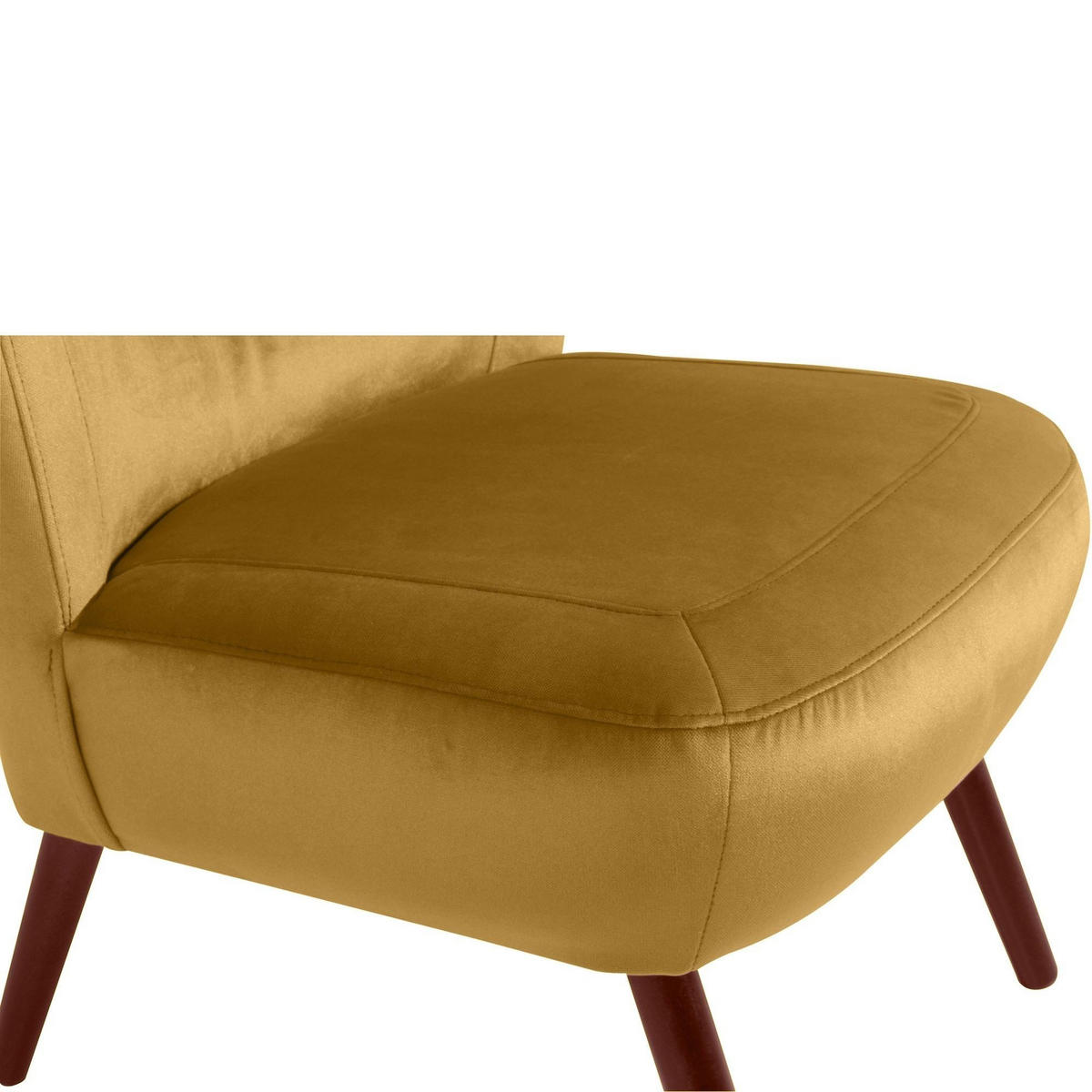 SESSEL Kathy Bezug Samtvelours Buche nussbaum dunkel / mais - Gelb, Kunststoff (70/86/69cm) - 58aufmkessel