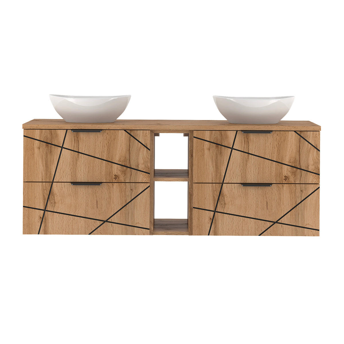 DOPPELWASCHTISCH 140.6cm Teren Holz - Braun, Holzwerkstoff (140.6/52.2/46.5cm) - Petits-meubles