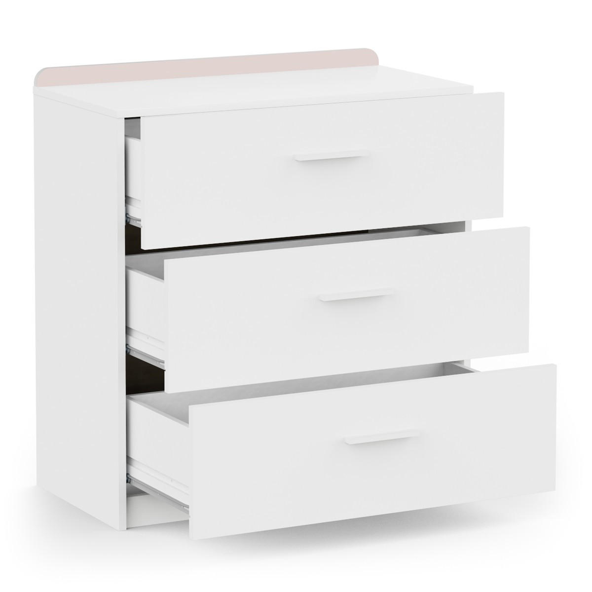 KOMMODE mit 3 Schubladen in Weiß, Sturmblau und Aprikose 77,2/40,5/83,7 cm - Weiß, Holzwerkstoff (40.5/83.7/86cm) - Calicosy