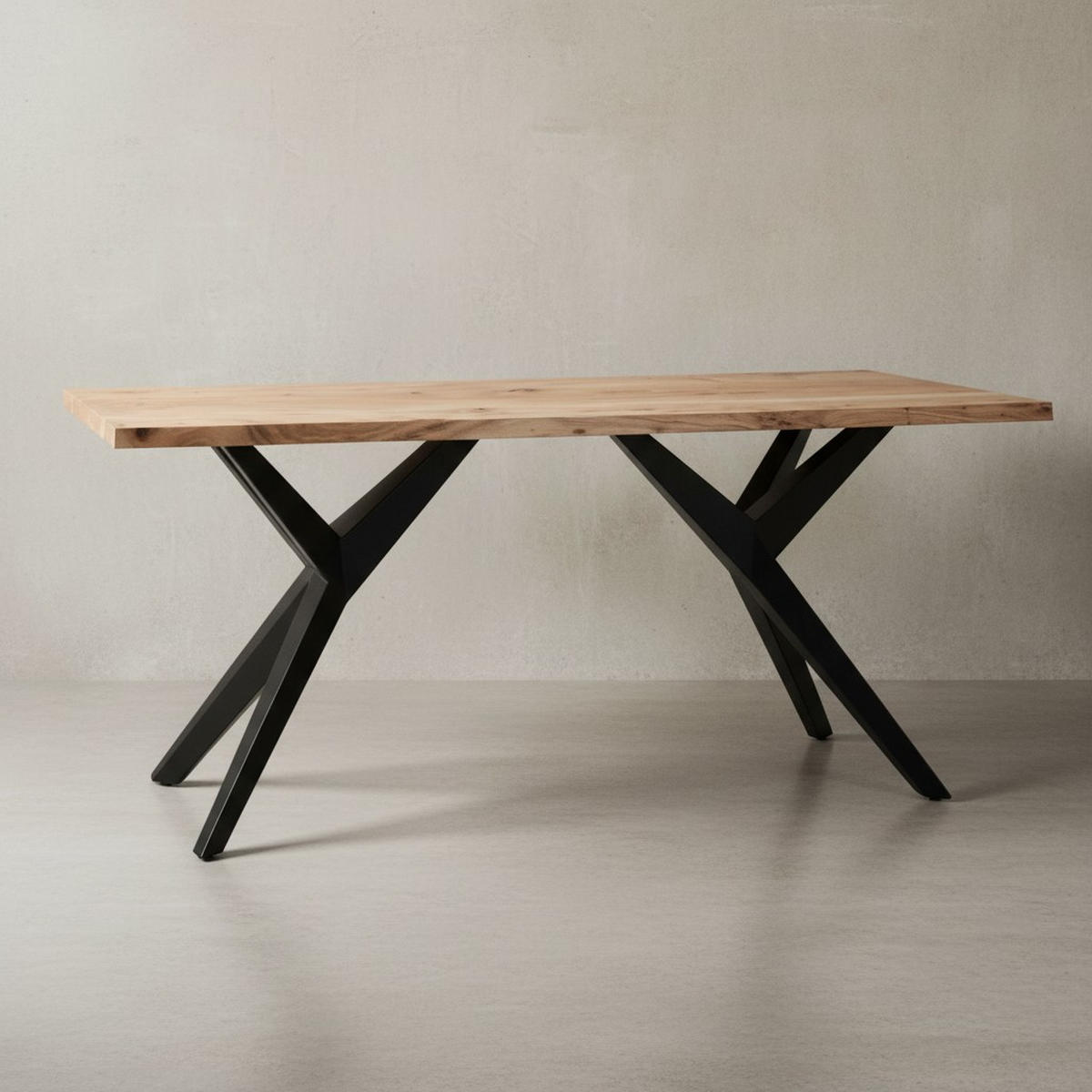 ESSTISCH Massivholz Metall Rechteckig Loft-Stil, Akazie 160x80x76 cm - Schwarz/Akaziefarben, Holz/Metall (80/160/76cm) - KADIMA DESIGN