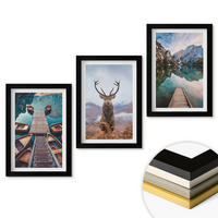 WANDBILDER 3er-Set - 20x30 cm Schwarzer Rahmen - Seeboote Hirsche Berge - Schwarz, Kunststoff (20/30cm) - ArtPrintCave
