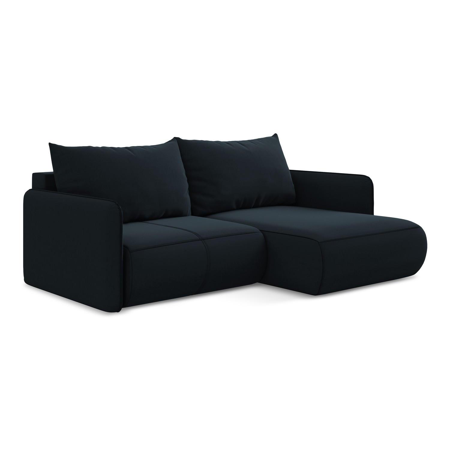 ECKSOFA mit Schlaffunktion Samt Stoff Blau - Blau/Schwarz, Kunststoff/Textil (207/148cm) - LaMiaSofa