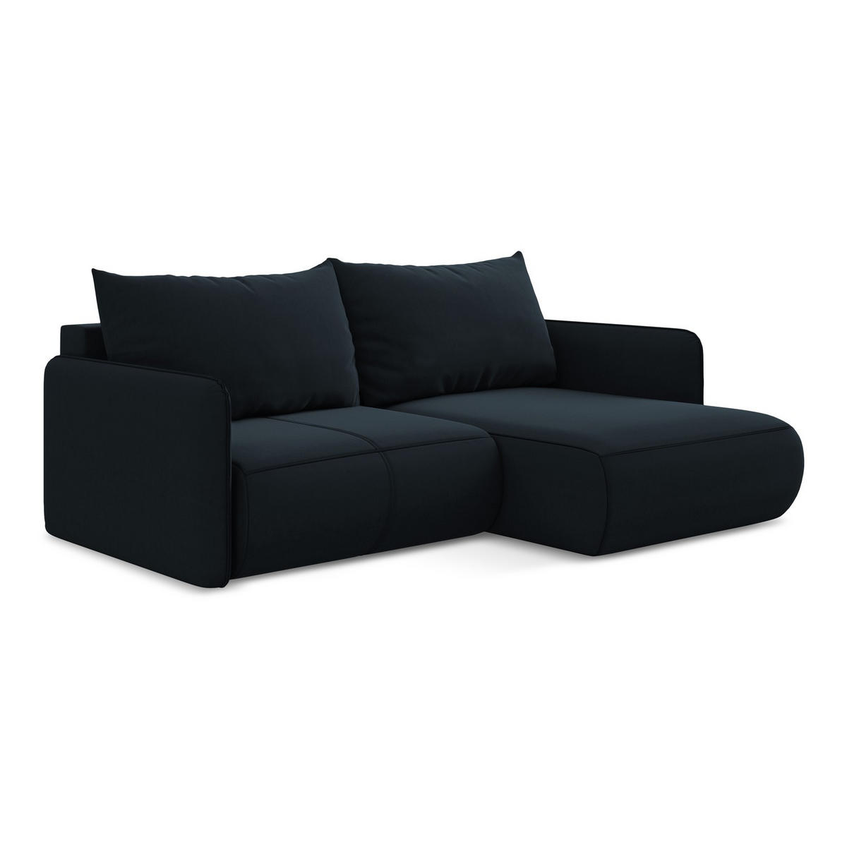 ECKSOFA mit Schlaffunktion Samt Stoff Blau - Blau/Schwarz, Kunststoff/Textil (207/148cm) - LaMiaSofa