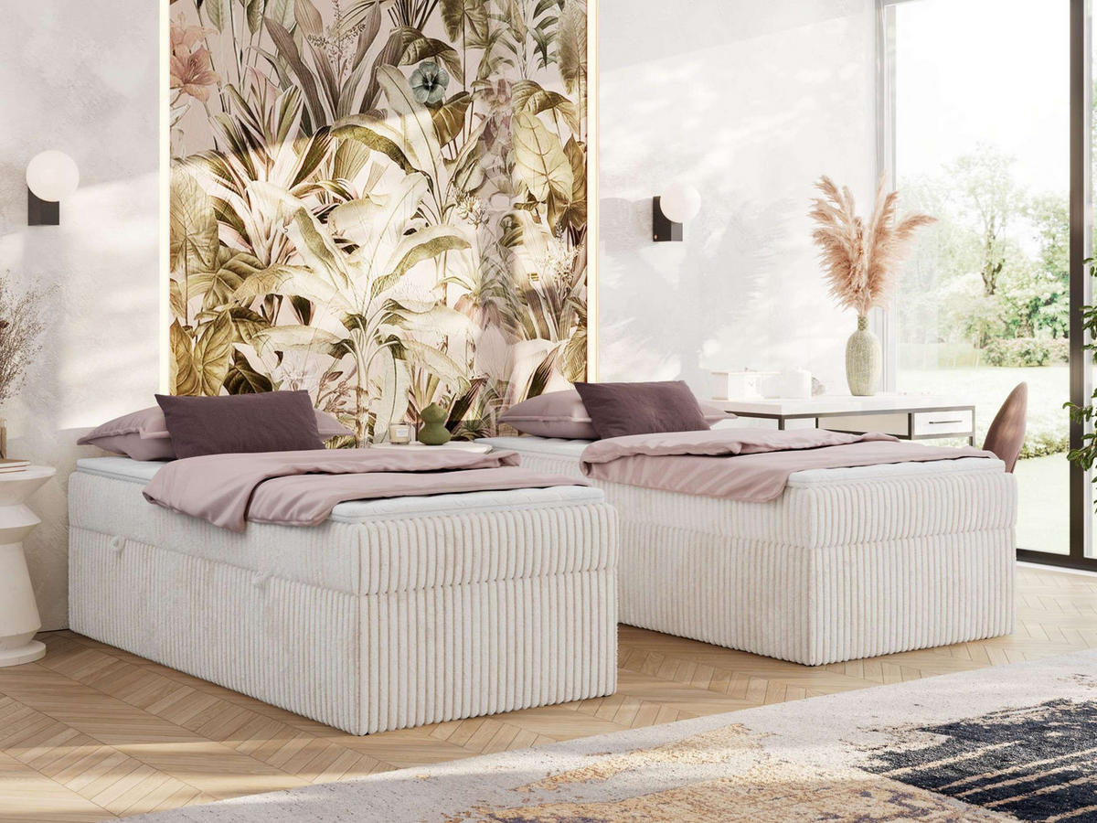 BOXBETT ZERO 90/200 - Beige Cord - H4 - Topper T25 - Beige, Textil (90/200cm) - MKS