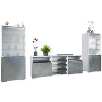WOHNWAND Granada Beton Dunkel Optik - Dunkelgrau, Holzwerkstoff (286/122.5/35cm) - Vladon