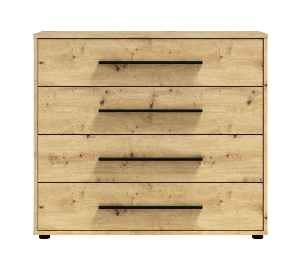 KOMMODE Modena 100 cm in Eiche Artisan mit Schubladen - Schwarz/Eiche Artisan, Holzwerkstoff/Kunststoff (100/87/40cm) - Ravio