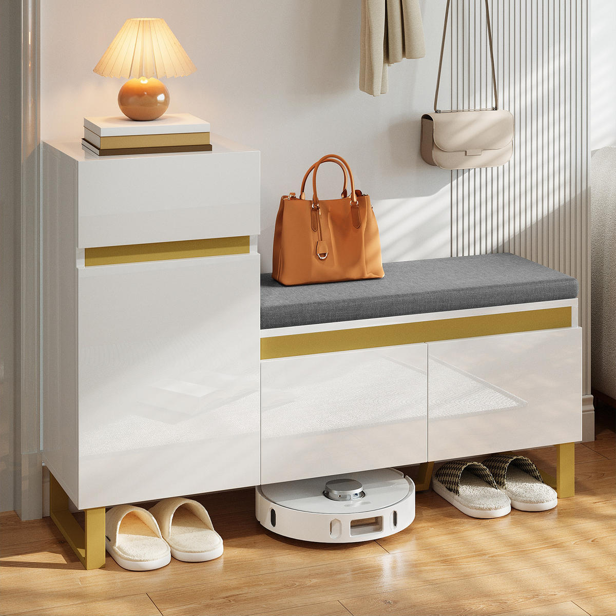 SCHUHSCHRANK Mehrstöckig Stauraum Organizer Schubladen Türen - Weiß, Holzwerkstoff (35/85/120cm) - FLIEKS