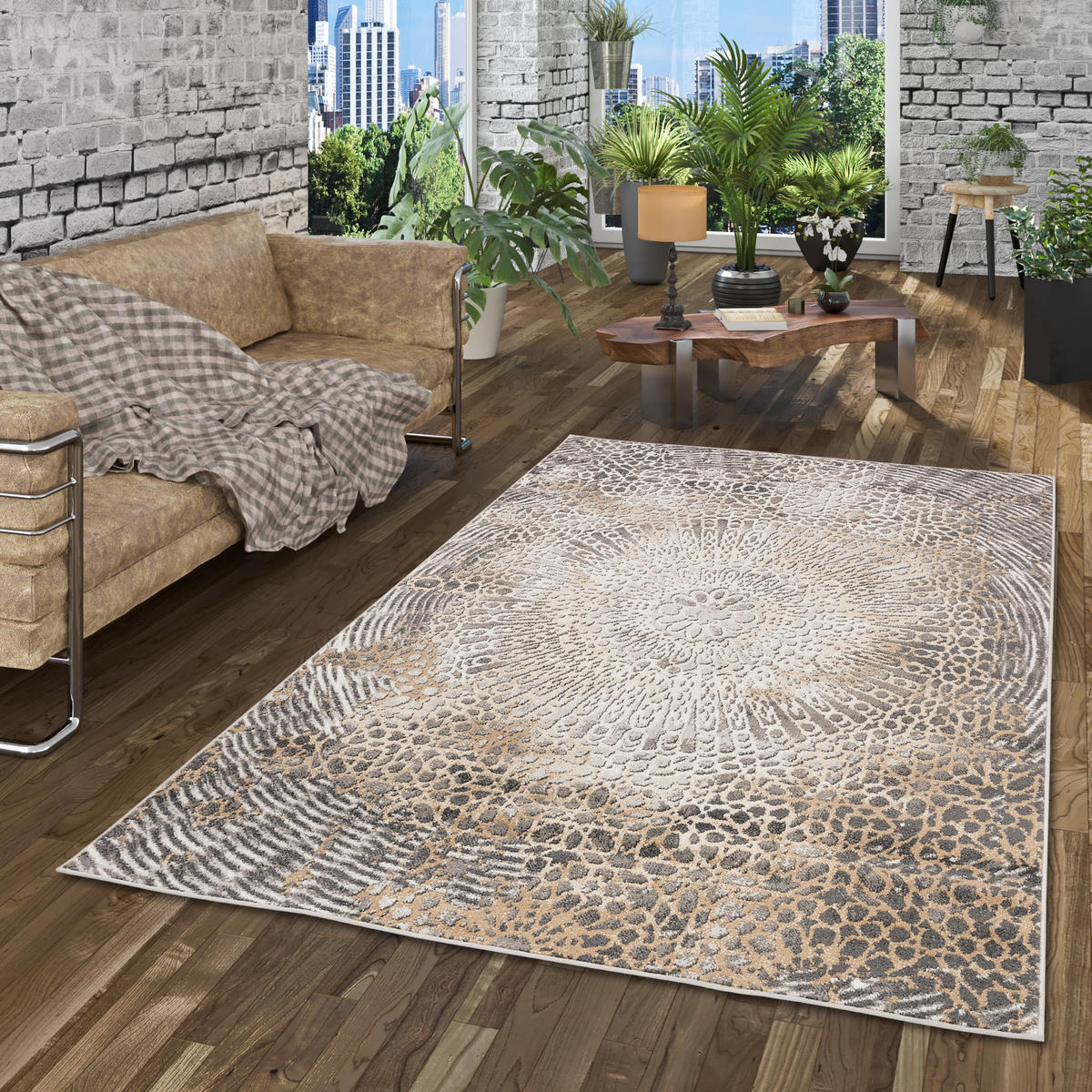 DESIGNER TEPPICH MODERNE ORIENT VINTAGE KLASSIK - Taupe, Textil (140/200cm) - Pergamon