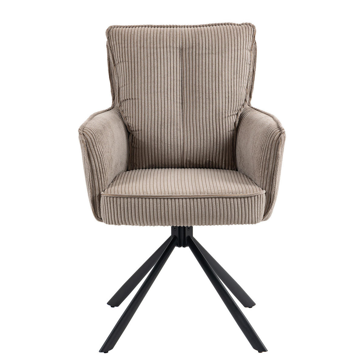 DREHBARER ARMLEHNENSTUHL - 2er-Set - Cappuccino, Textil/Metall (62/95/67cm) - home24