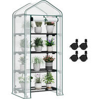 GEWÄCHSHAUS mit Rollen, Foliengewächshaus mit 4 Regalen - Weiß, Textil/Metall (70/162/50cm) - Woltu