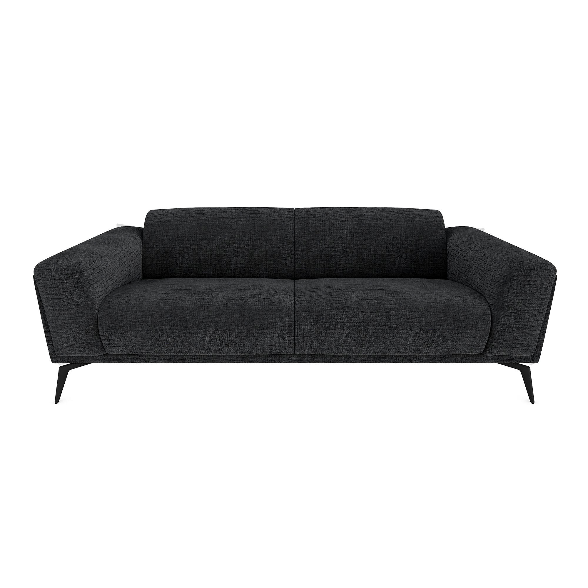 SOFA 3-SITZER Texturierter Samt Dunkles Anthrazit 220cm - Anthrazit, Textil (220/74/90cm) - Sia Home