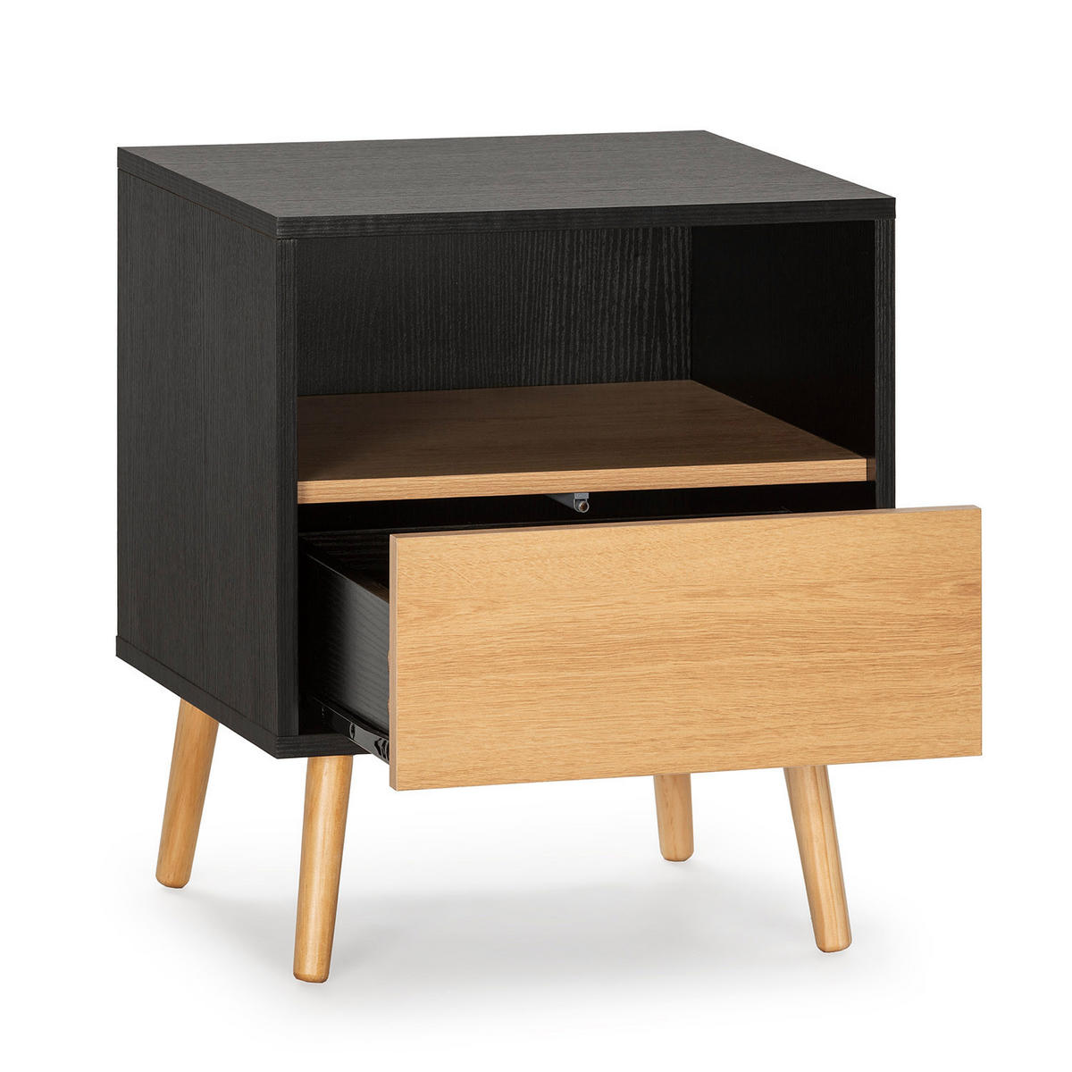 NACHTTISCH Apolo 1 Schublade - Schwarz, Holzwerkstoff (45/52/40cm) - VS Venta-stock