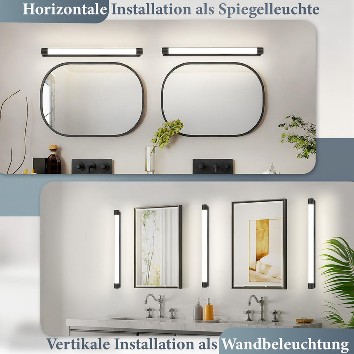 SPIEGELLEUCHTE BRUNO Ⅲ 50/4/8 CM - Schwarz, Glas (50/4/8cm) - Nettlife