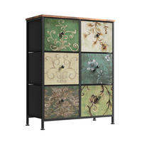 KOMMODE mit 6 Stoffschubladen, Sideboard für Küche, Büro, Flur - Multicolor, Holz (30/86.5/67.5cm)