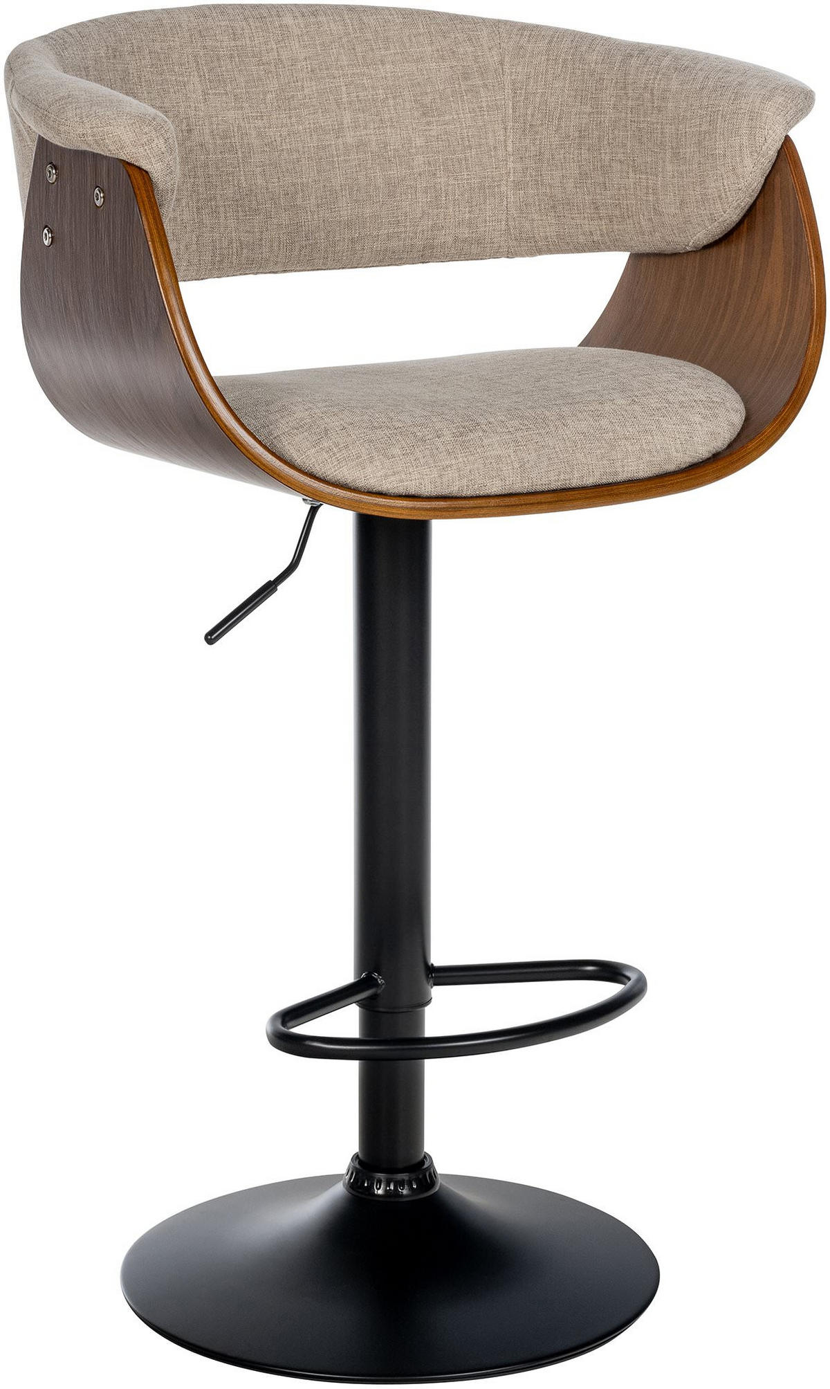 BARHOCKER Stoff walnuss/creme - Walnussfarben/Creme, Textil/Metall (60/90/51cm) - CLP