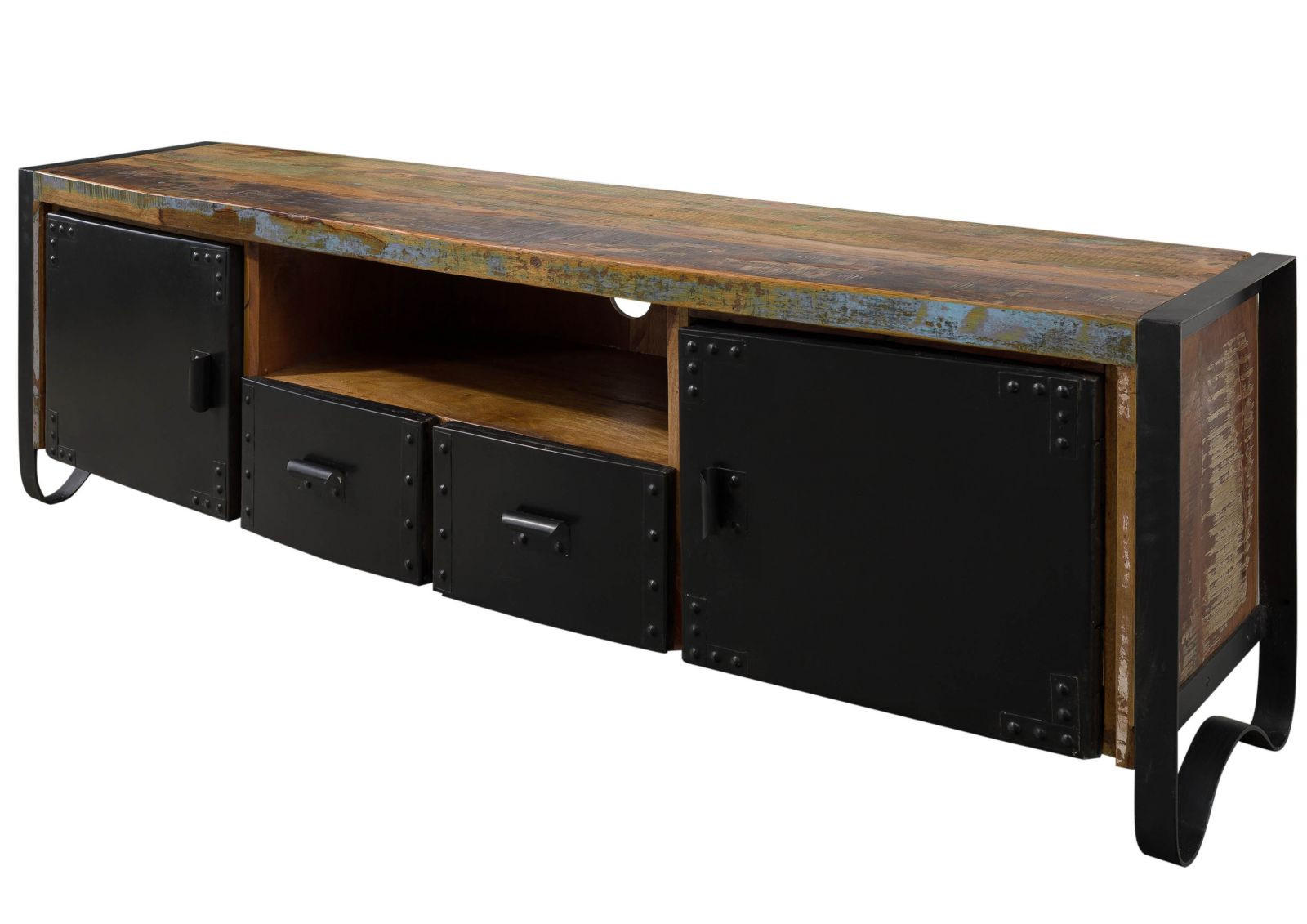 TV-BOARD Altholz 178x43x55 mehrfarbig lackiert INDUSTRIAL #105 - Multicolor, Holz (178/55/43cm) - Massivmoebel24