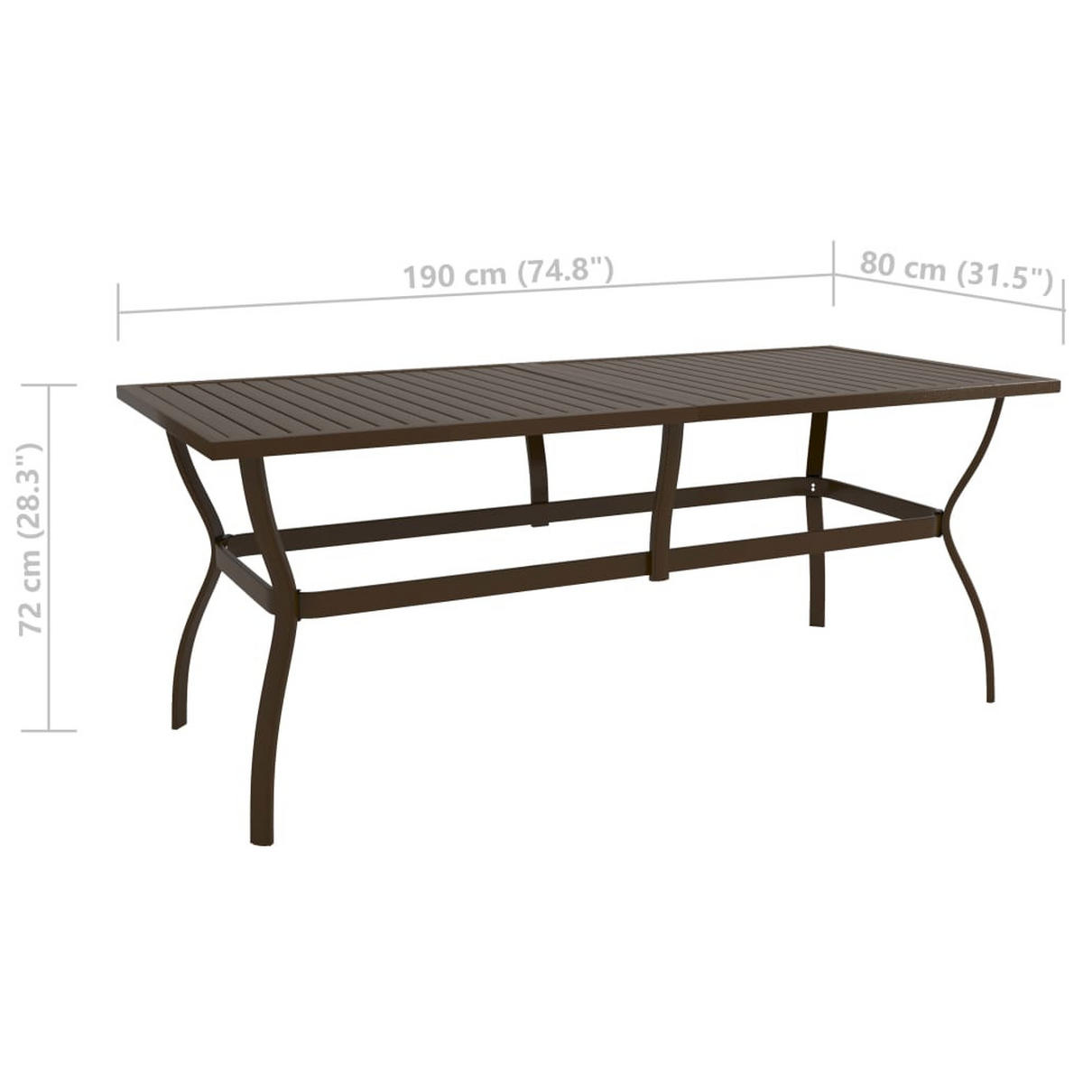 GARTENTISCH Tommi Braun 190x80x72 cm Stahl - Braun, Metall (190/80/72cm) - DELUKE