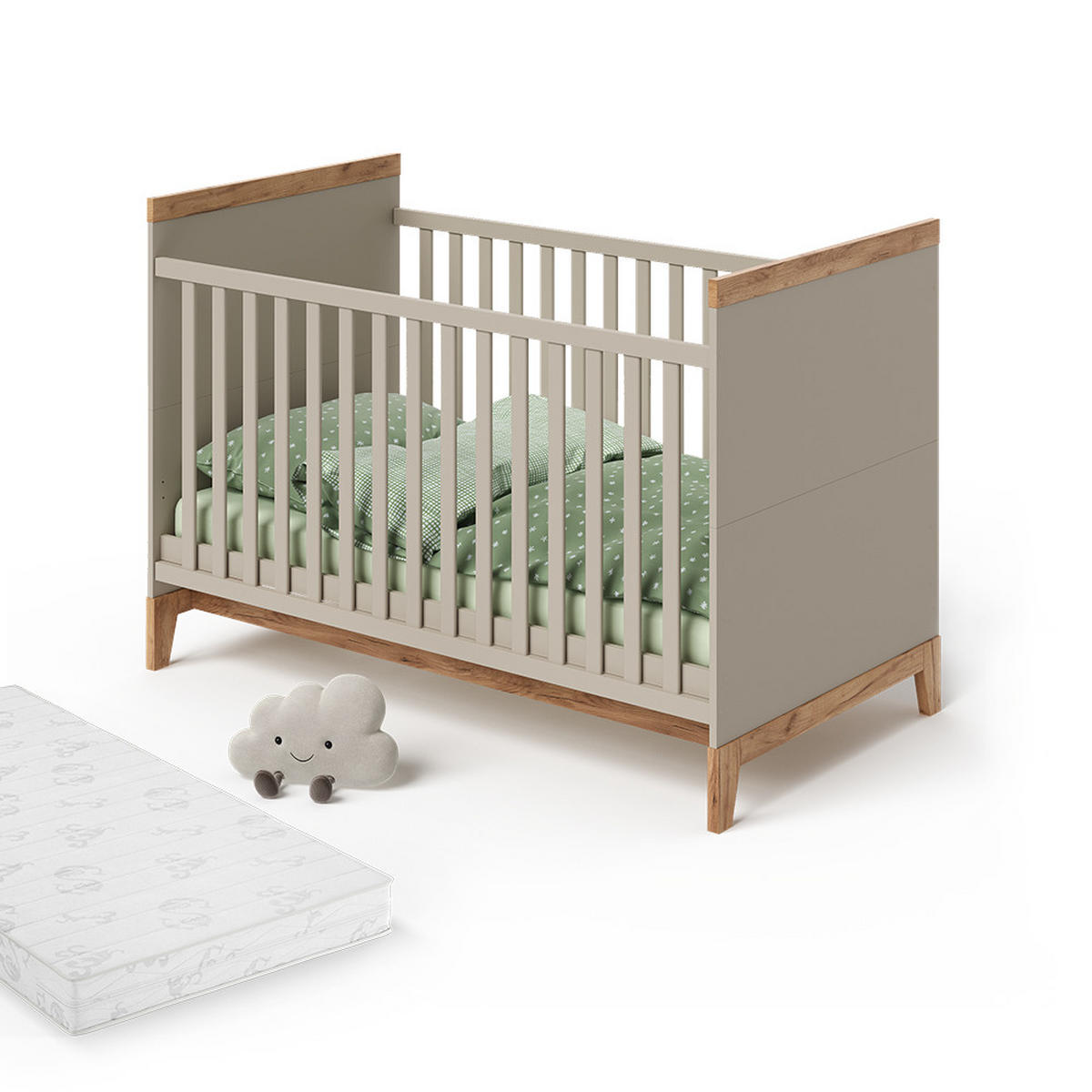 DĚTSKÁ POSTÝLKA Malia Kašmír/Řemeselné - kašmírová/světle šedá, kompozitní dřevo - VitaliSpa