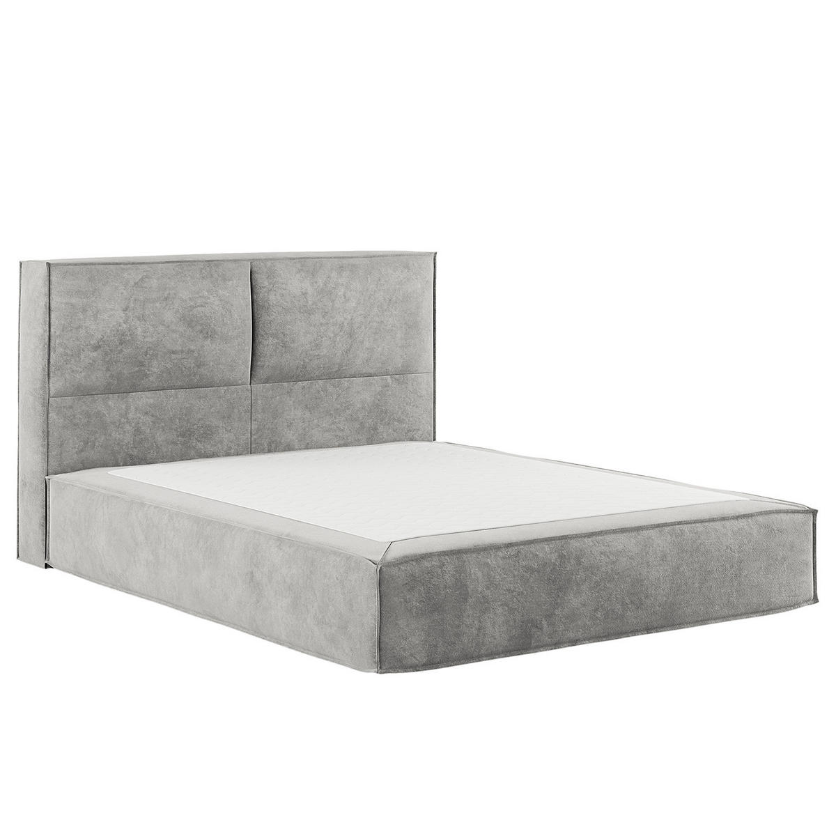BOXSPRINGBETT mit Kopfteil - Premium - Hellgrau, Textil (140/200cm) - home24