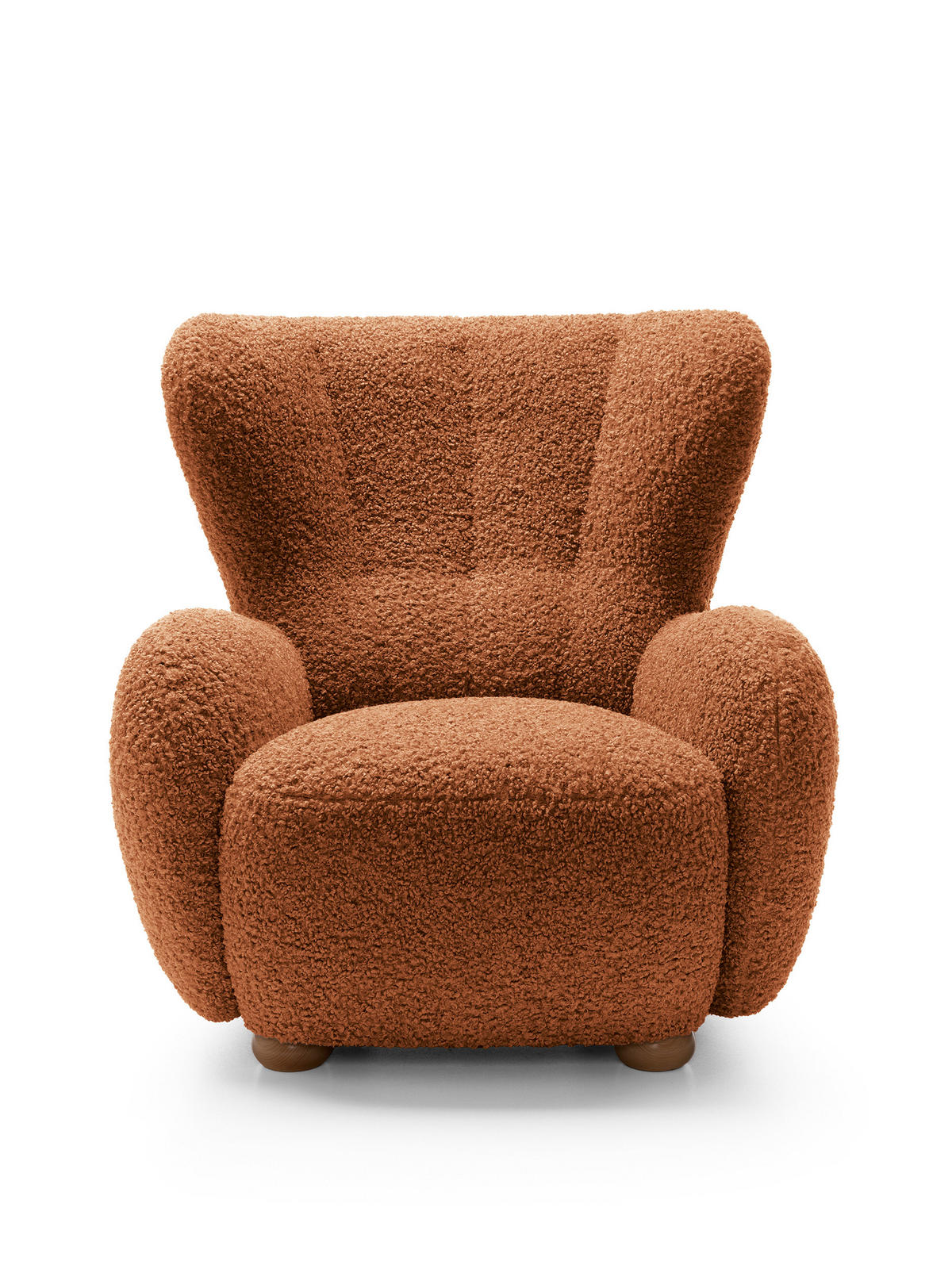 SESSEL MIST, Polstersessel Klassisch Loungesessel, Bucle-Stoff Orange - Orange, Holz/Holzwerkstoff (88/91/100cm) - MASSENO