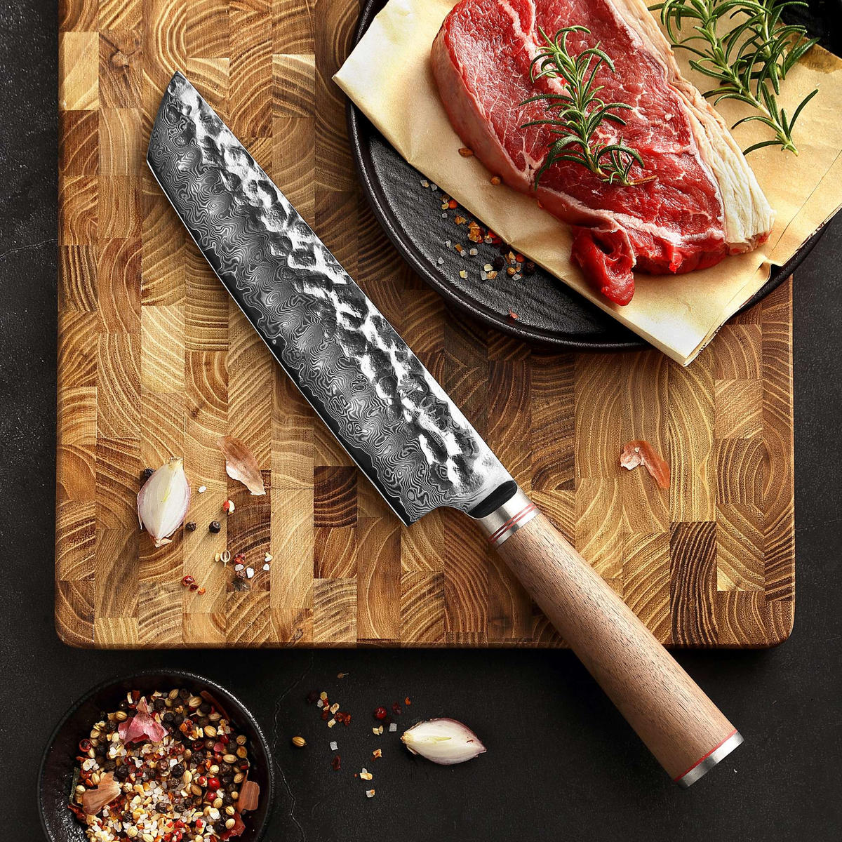 CHEFMESSER 25,5 cm - Nussbaumfarben, Holz/Metall (34cm) - Wakoli