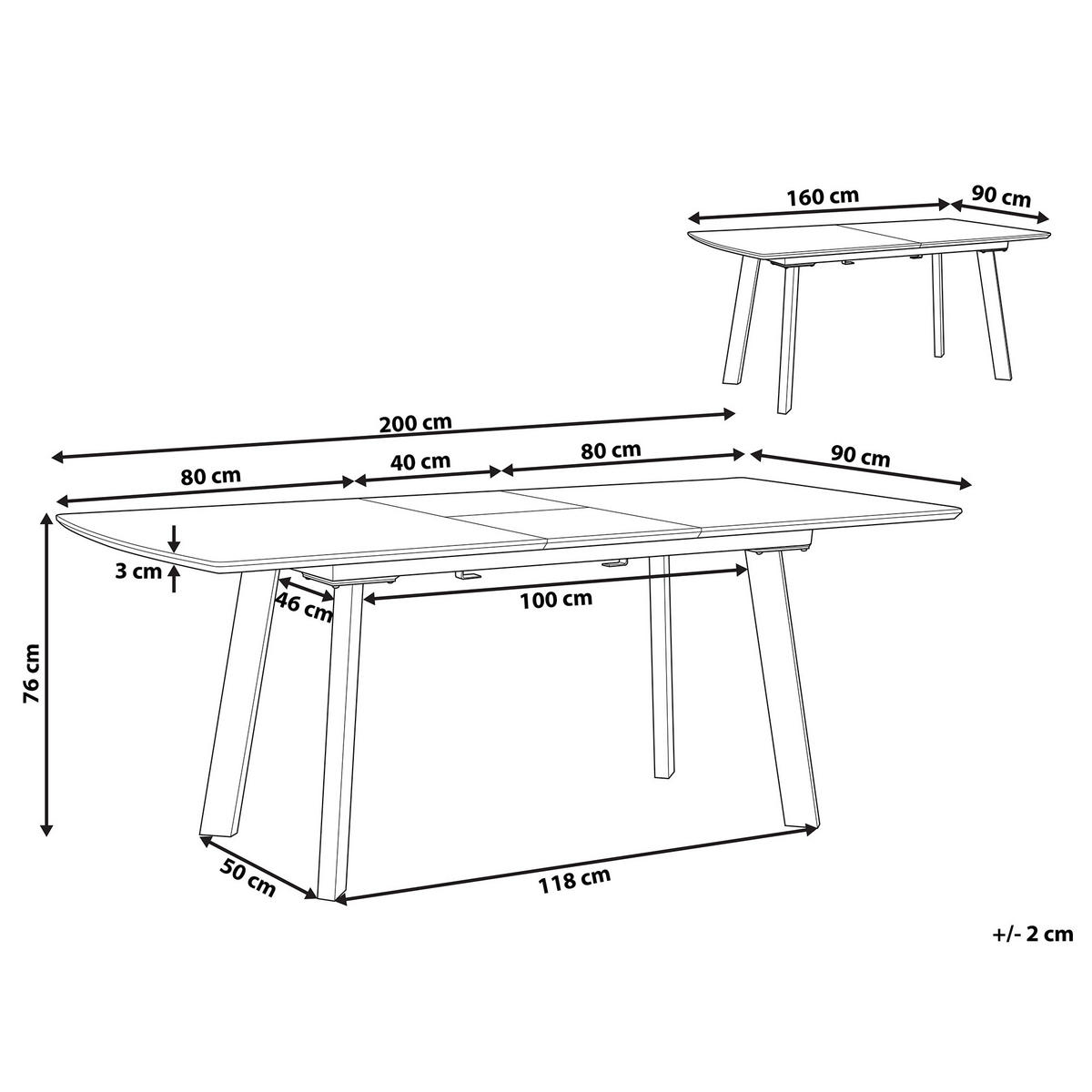 ESSTISCH 160-200/90/76 cm Dunkelbraun, Schwarz Rechteckig Salvador - Dunkelbraun, Holzwerkstoff (200/90/76cm) - Beliani