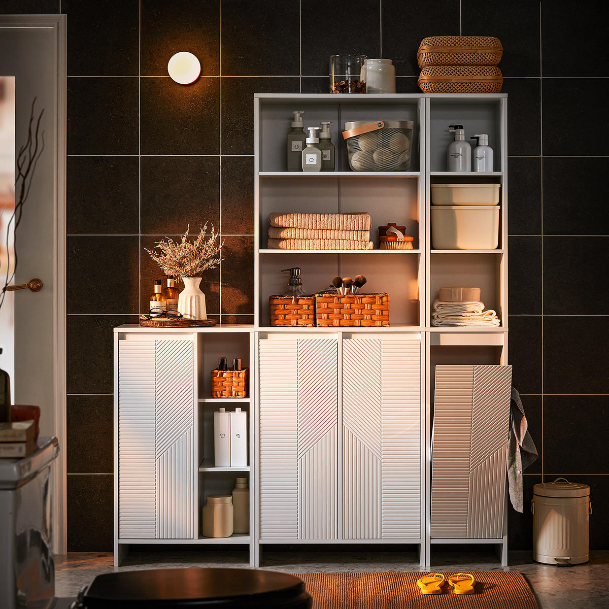 WÄSCHESCHRANK Weiß - Weiß, Holzwerkstoff (50/86/30cm) - SoBuy