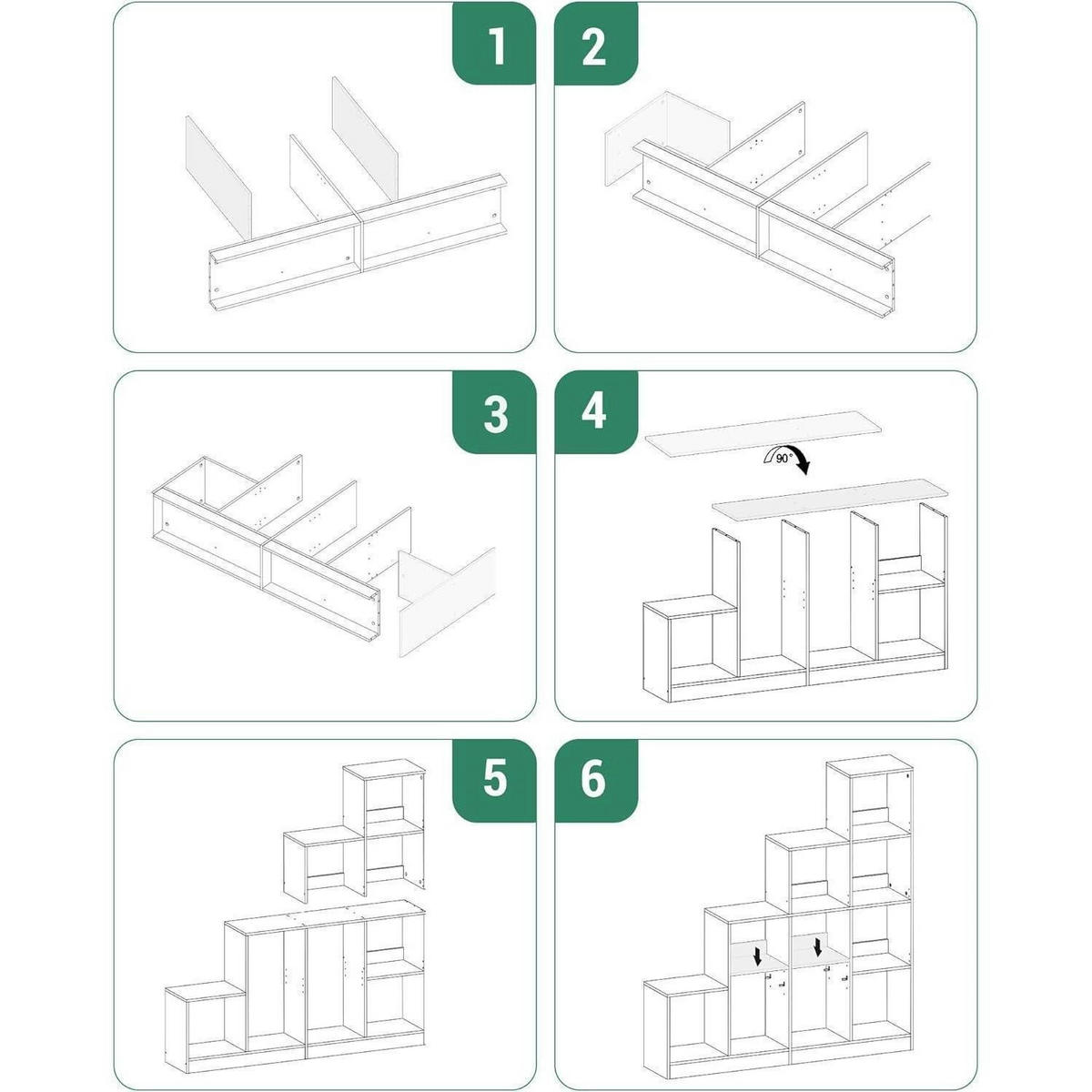 BÜCHERREGAL 10 Würfel Weiß 127 x 124 cm - Weiß, Holzwerkstoff (127/124/24cm)