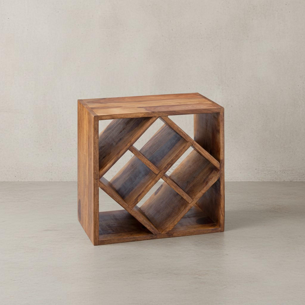 WEINREGAL Massivholz für 8 Flaschen platzsparend - Braun, Holz (40/40/25cm) - KADIMA DESIGN