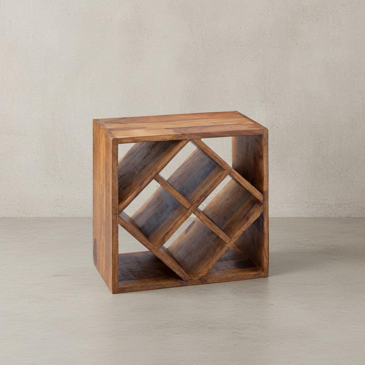 WEINREGAL Massivholz für 8 Flaschen platzsparend - Braun, Holz (40/40/25cm) - KADIMA DESIGN