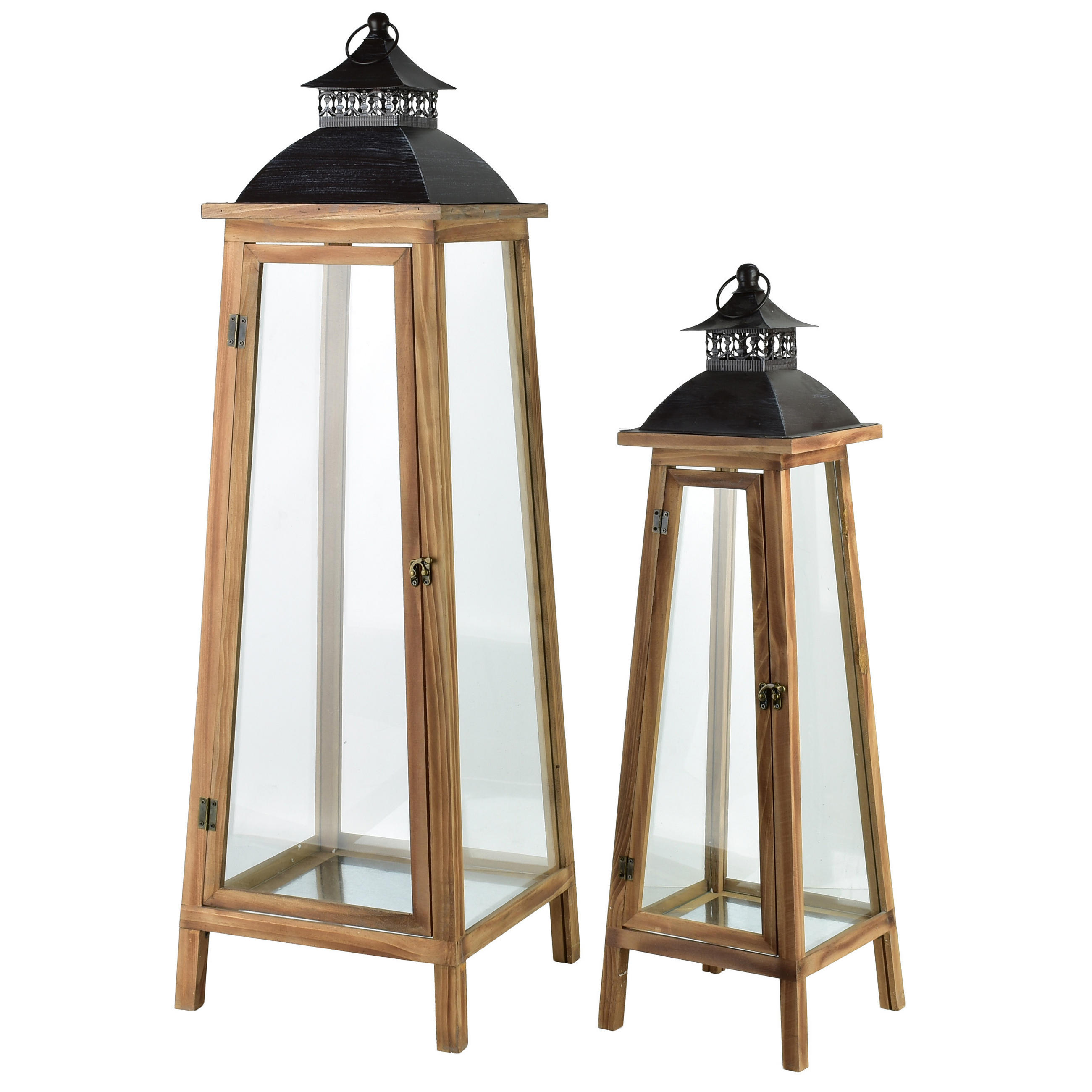 LATERNE Levi 2er Set Beige 36/36/110 cm Holz - Braun, Holz (36/110/36cm) - Mondex