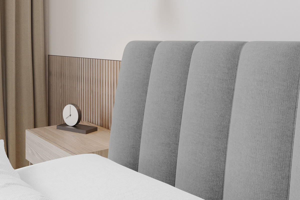 POLSTERBETT mit Bettkasten und Lattenrost, Boxbett ohne Matratze - ILAN 180x200 Grau - Hellgrau, Holzwerkstoff/Textil (180/200cm) - ALTDECOR