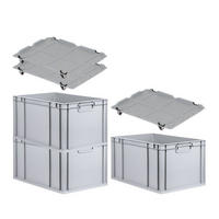 EUROBOX 3x Nextgen Economy Mit Auflagedeckel Grau/Schwarz Griffe Geschlossen - Schwarz, Kunststoff (40/32/60cm) - PROREGAL