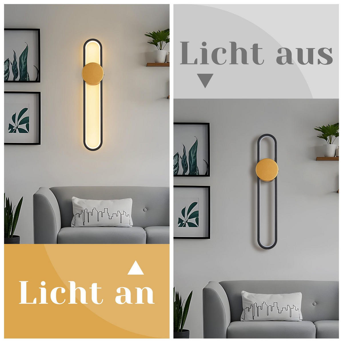 LED nástěnné svítidlo Burke III 60/12/6 cm - zlatá, kov (12/6/60cm) - Nettlife
