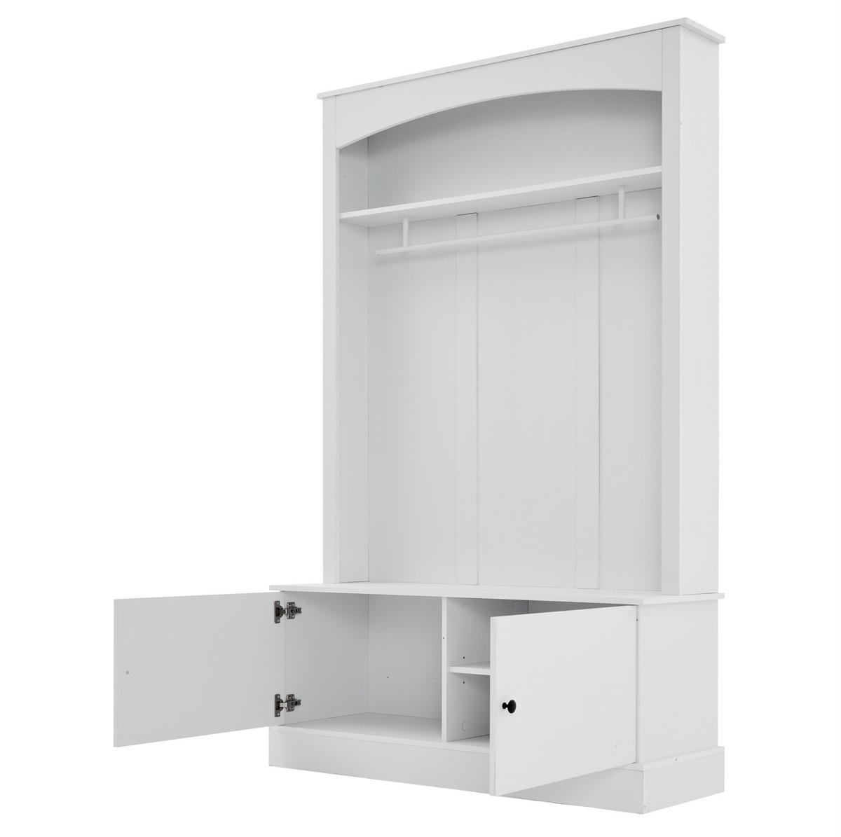 GARDEROBE 120/40/190 cm aus Spanplatte mit Schuhbank und verstellbaren Einlegeböden Weiß - Weiß, Holzwerkstoff (120/190/40cm) - Modenvie