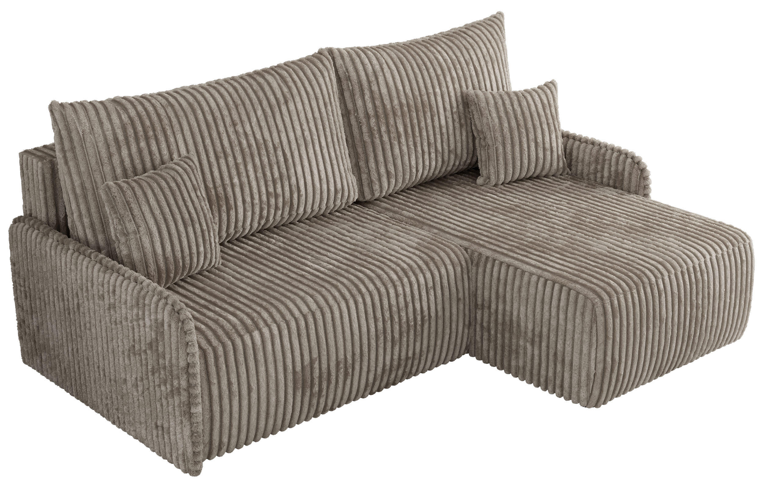 ECKSCHLAFSOFA ARPA L Hellbraun Cord - rechts - Hellbraun/Schwarz, Kunststoff/Textil (150/198cm) - MKS