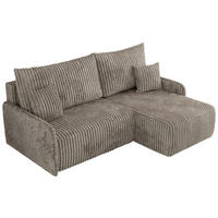 ECKSCHLAFSOFA ARPA L Hellbraun Cord - rechts - Hellbraun/Schwarz, Kunststoff/Textil (150/198cm) - MKS
