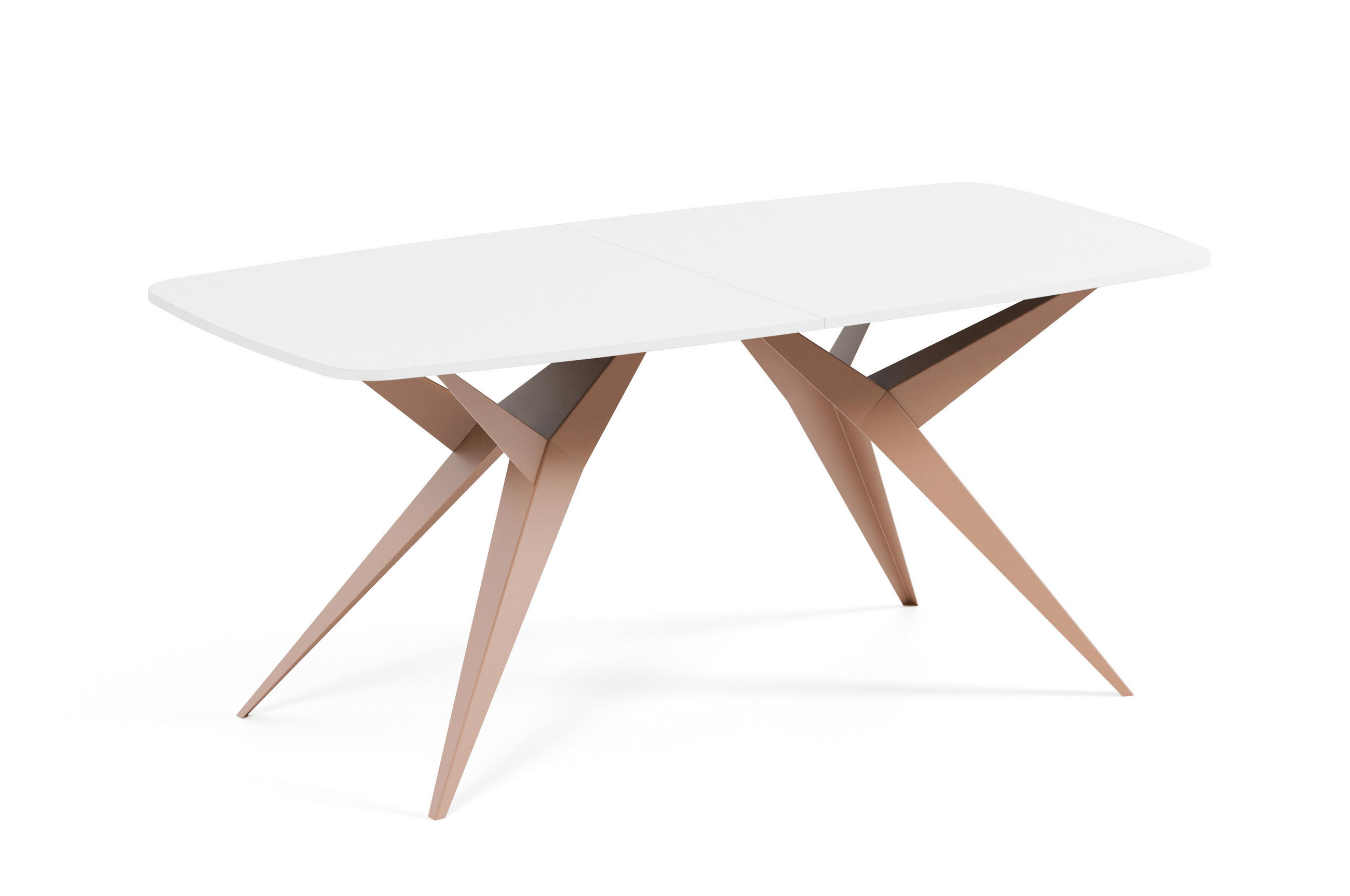 ESSTISCH AXIS - Weiß/Kupferfarben, Holzwerkstoff/Metall (90/180/76cm) - Meblini