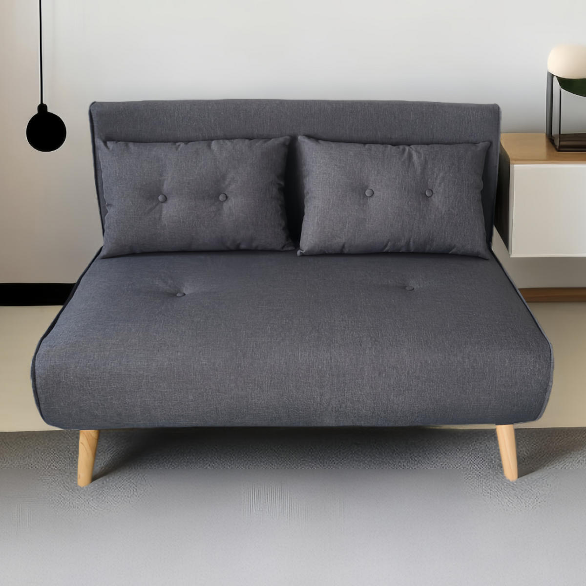 SCHLAFSOFA Doris Grau 2-Sitzer Stoff - Grau, Holzwerkstoff (120/79/80cm) - Concept Usine