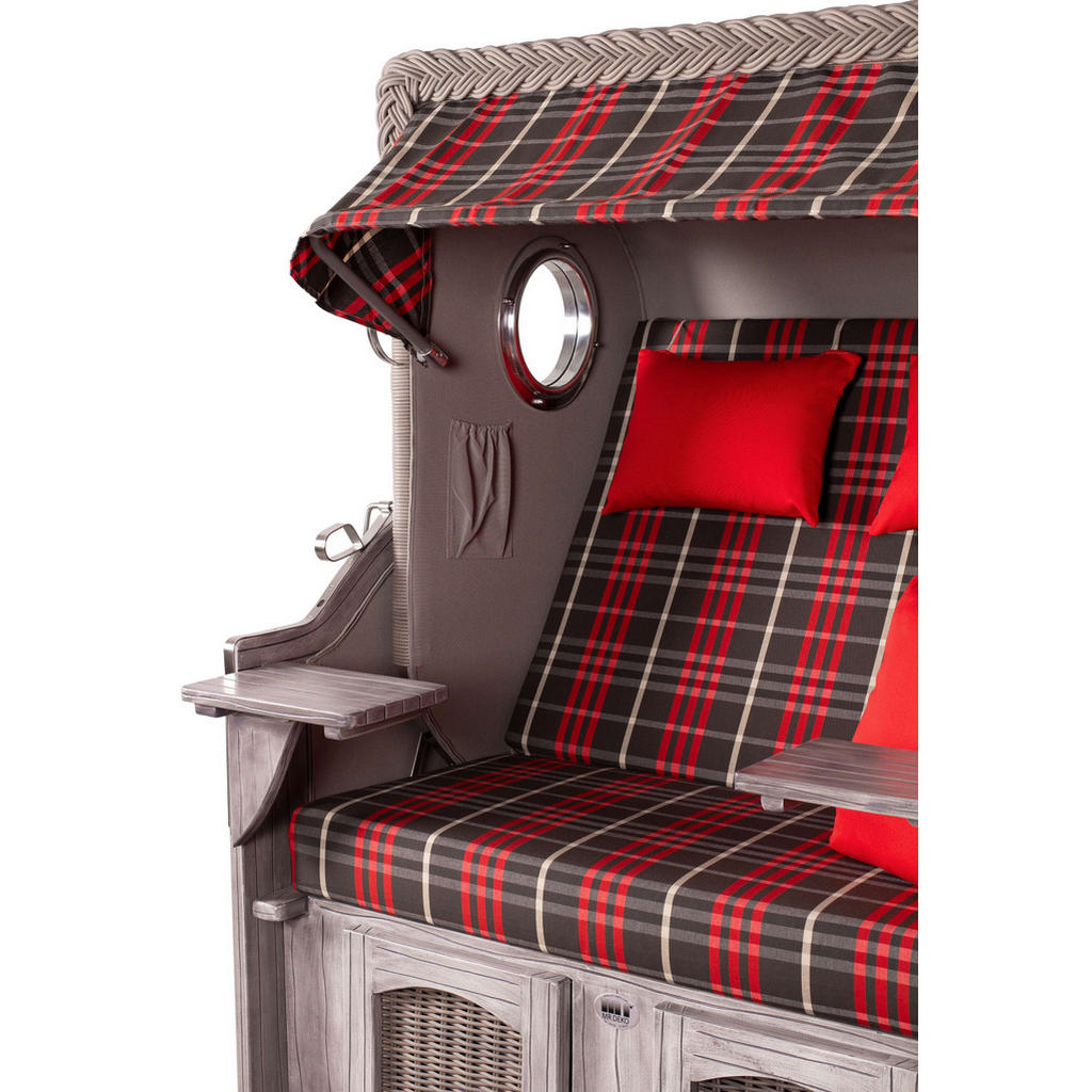 Thumbnail - Mr. Deko Strandkorb, Rot, Metall, Kariert, Füllung: Schaumstoff,Schaumstoff,Schaumstoff,Schaumstoff, rechteckig,Rechteck...