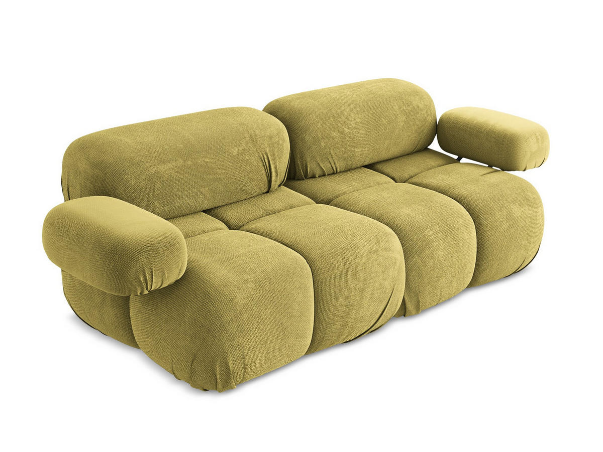 2-SITZER-SOFA Chenille Stoff Grün - Limette/Schwarz, Kunststoff/Textil (190/70/96cm) - Makamii