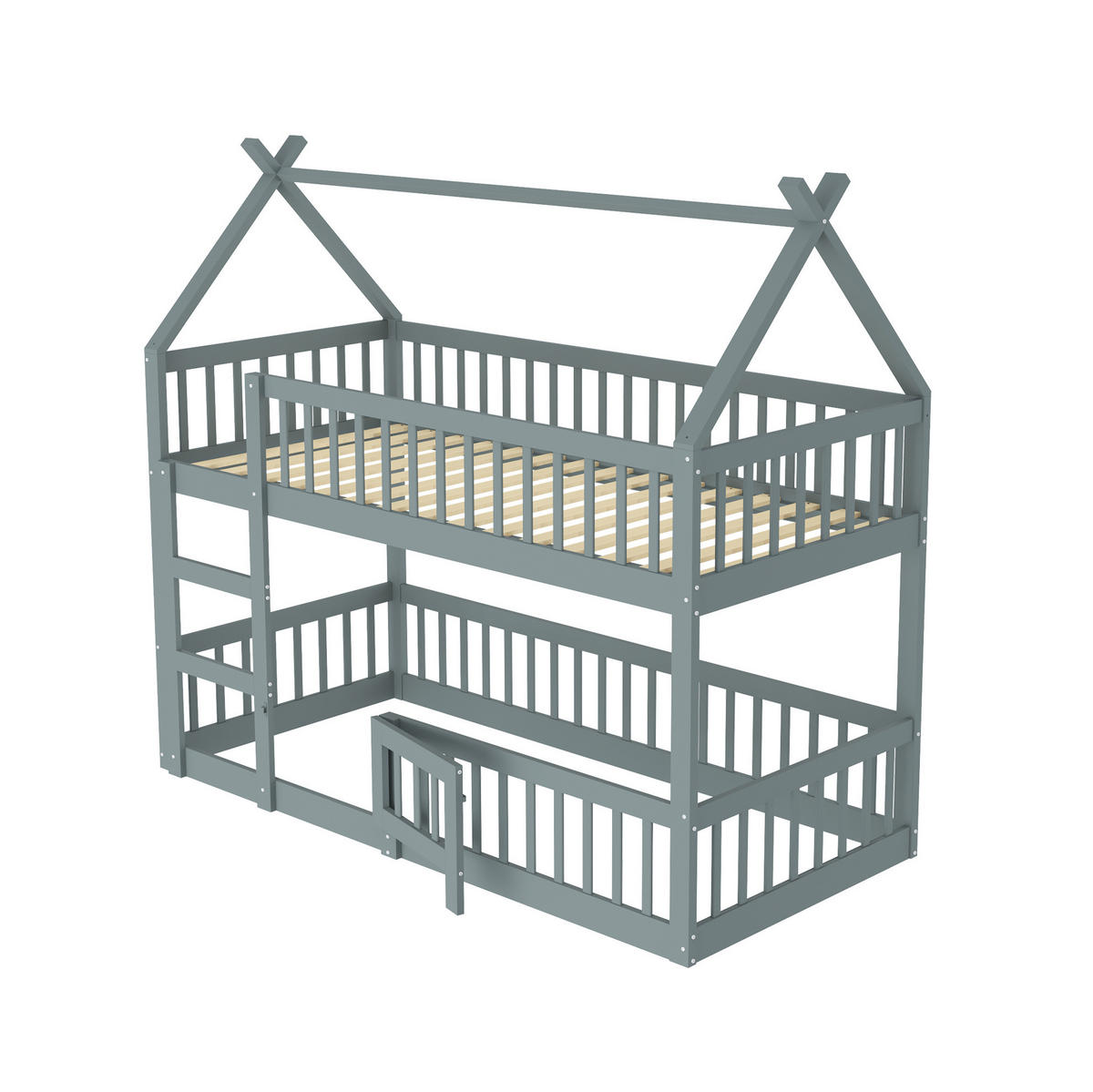 ETAGENBETT mit Treppe 90x200 cm Grau - Grau, Holzwerkstoff (90/200cm) - Beauniv