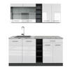 SINGLEKÜCHE R-Line Weiß Hochglanz/Anthrazit 160 cm, AP Marmor - Weiß Hochglanz/Anthrazit, Holzwerkstoff (160/81.6/60cm) - Vicco