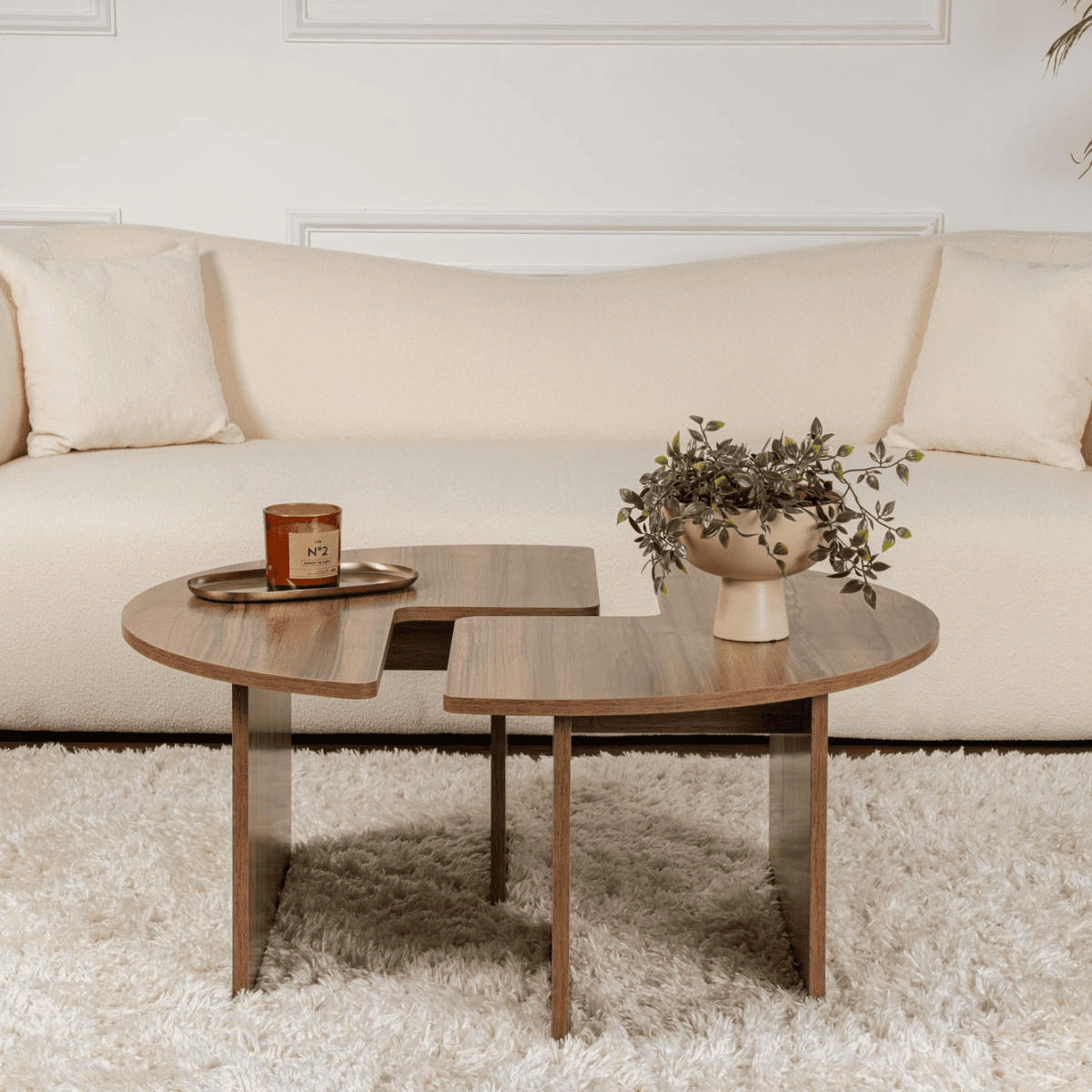 COUCHTISCH (2er-Set) moira 90/90/41 cm - Naturfarben, Holzwerkstoff (90/90/41cm) - Calicosy