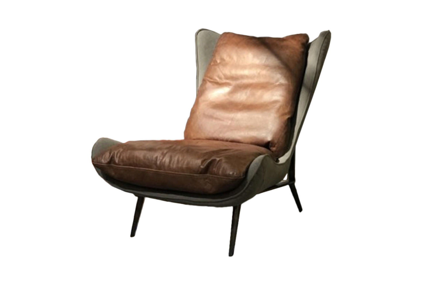 SESSEL ERIO Braun Leder - Dunkelbraun/Schwarz, Leder (77/90/85cm) - KAWOLA