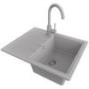 GRANITSPÜLE Mailand, 2-er set Grau 62/50 cm 1 Becken + Küchenarmatur 32/20 cm + Ablauf-Set ab 40er Unterschrank - Grau, Kunststoff (62/19/50cm) - Primagran